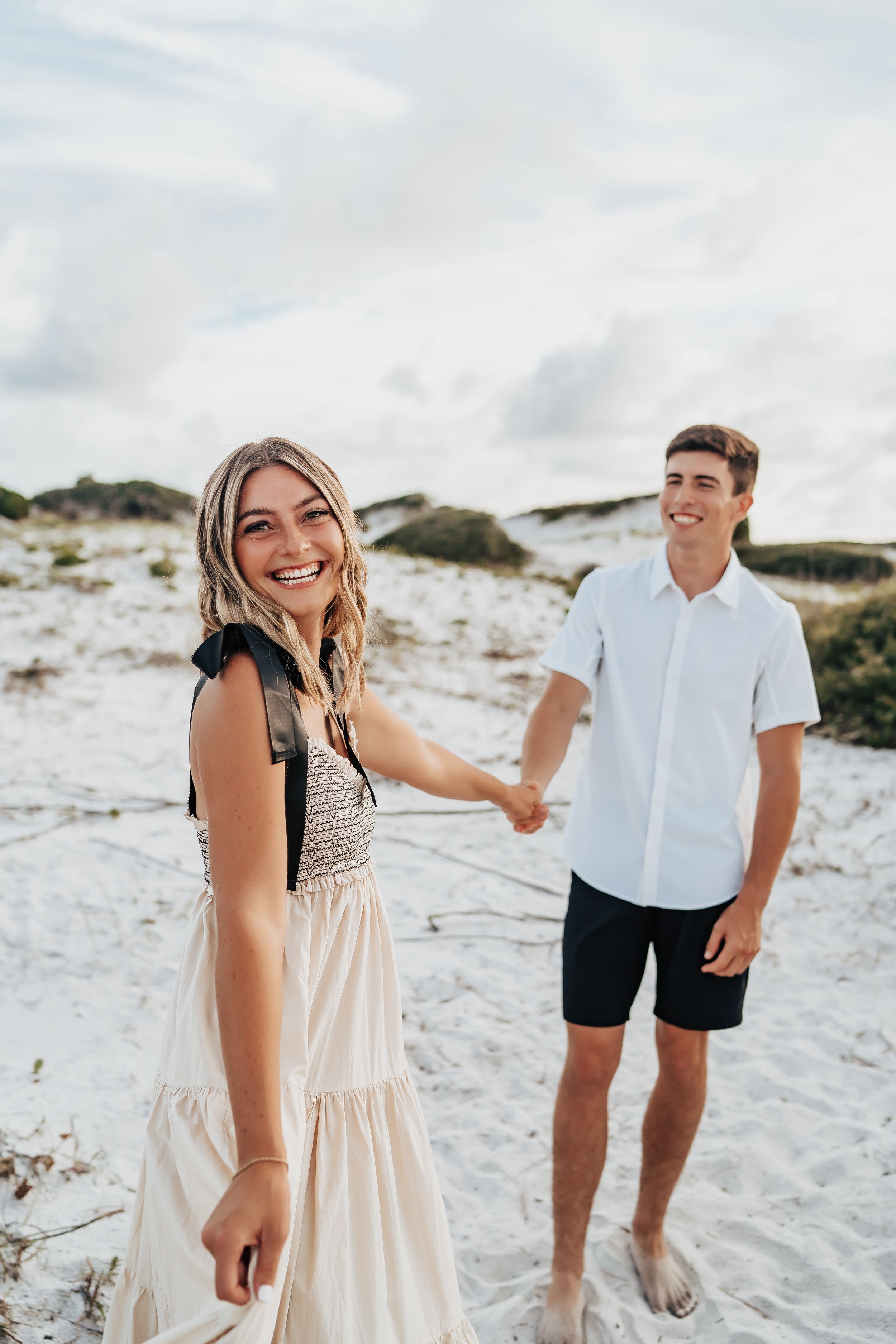 30A Florida Couples Photo Session At Grayton Beach State Park Free People Dress Against The Dunes Bryce And Isa