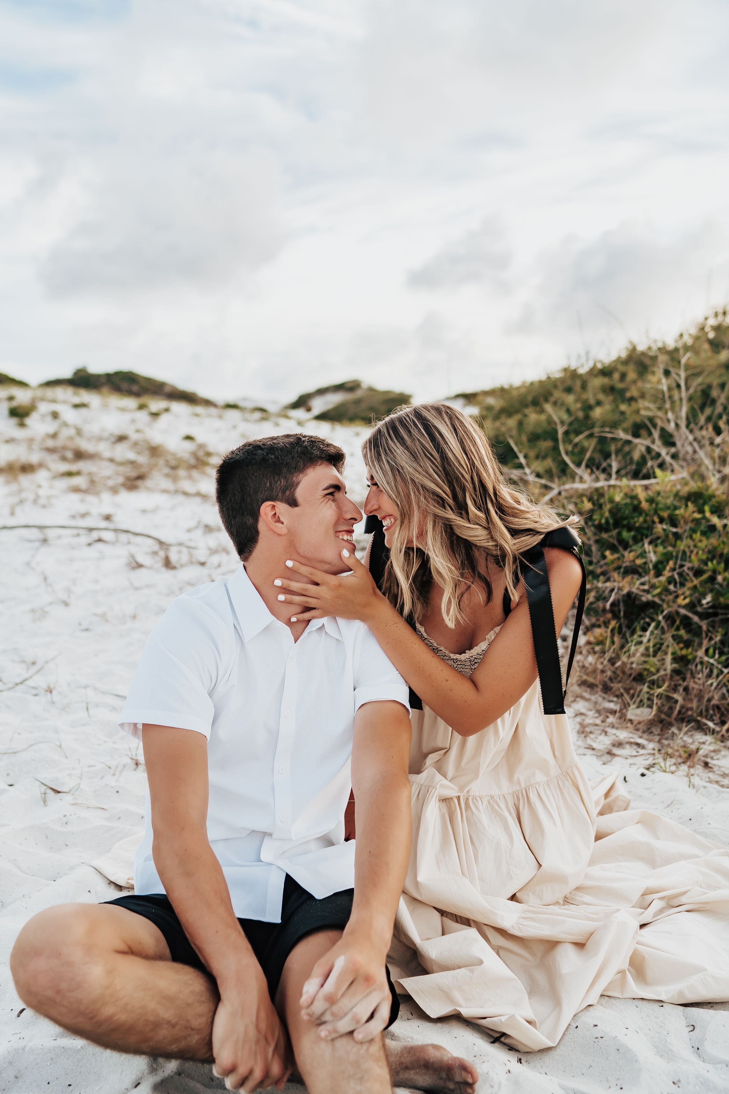 30A Florida Couples Photo Session At Grayton Beach State Park Free People Dress Against The Dunes Bryce And Isa