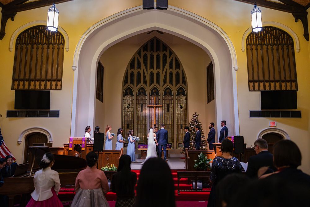 Wide photo of a wedding ceremony in UIUC