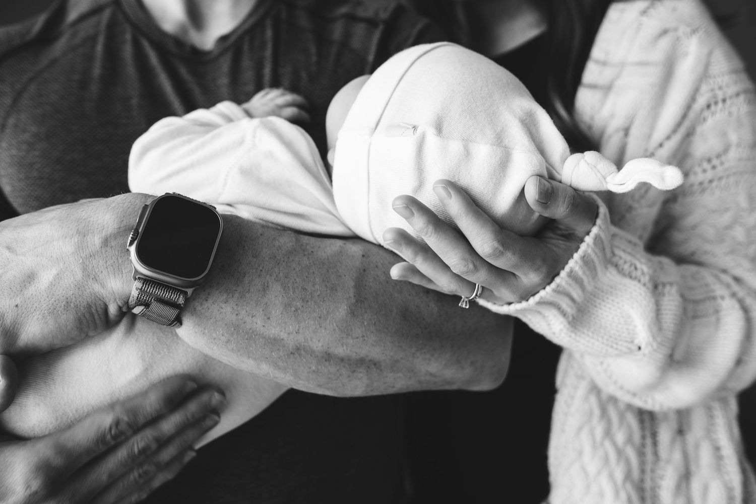 Memphis Family Photographer captures Day in the Life moments for local Mississippi family capturing parents and newborn.