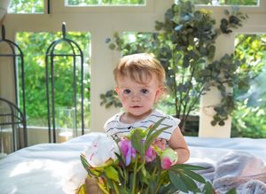 Bright sunlit room with flowers and indoor plants creating a peaceful atmosphere.