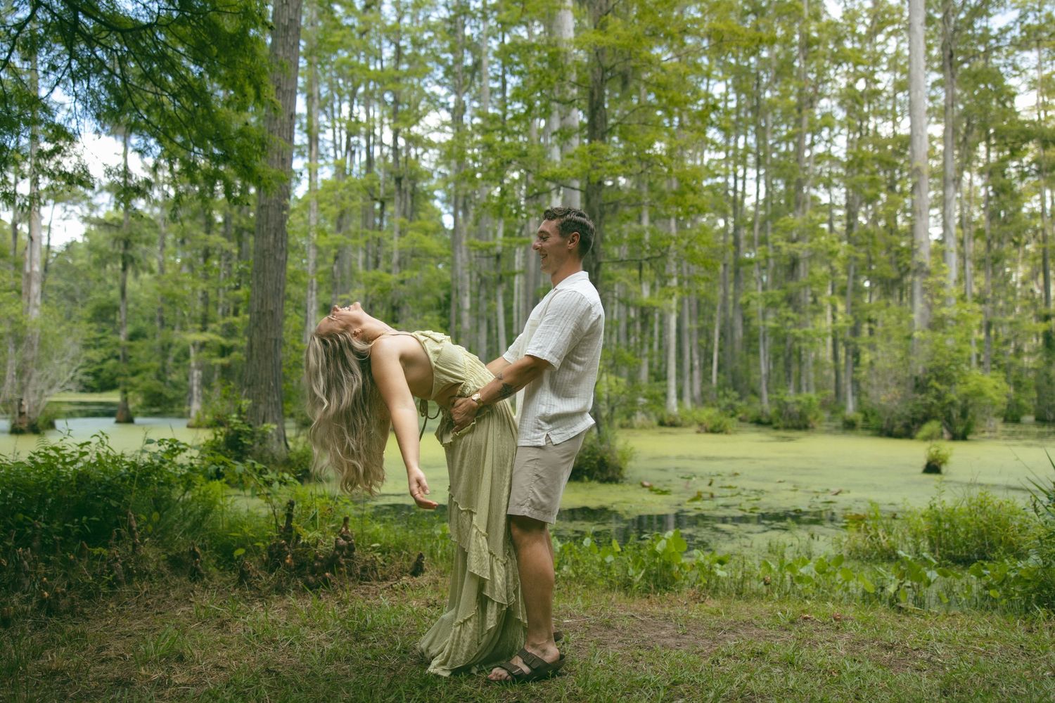 nc sc cypress gardens couples photoshoot engagement session boats lake romantic moody playful