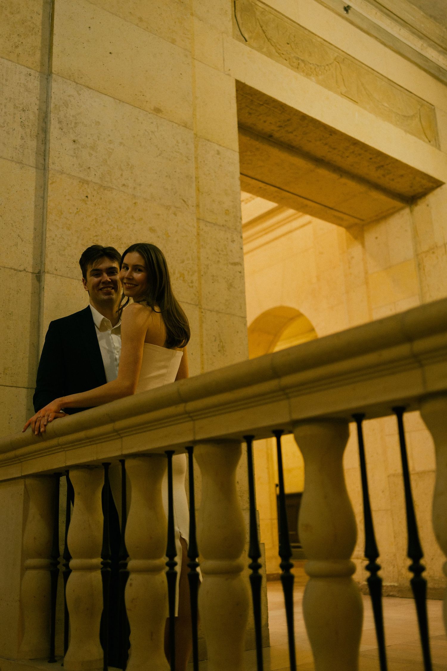 Toronto union station cinematic engagement photoshoot with vintage film vibe with european look