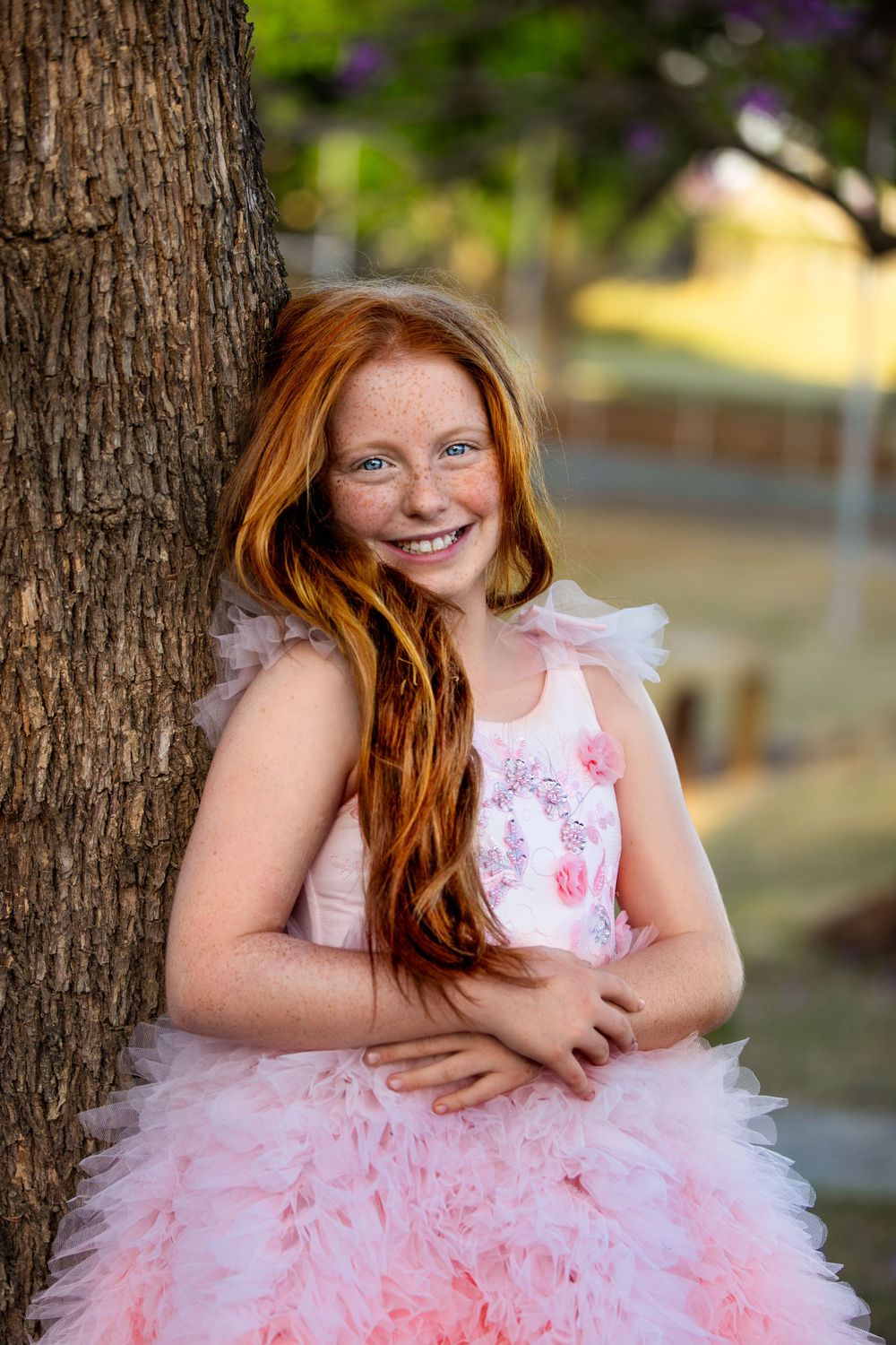 10th birthday milestone, goodna, vibrant exciting, fun outdoor portrait session, pink, blue,  Buttons & Bows Photography