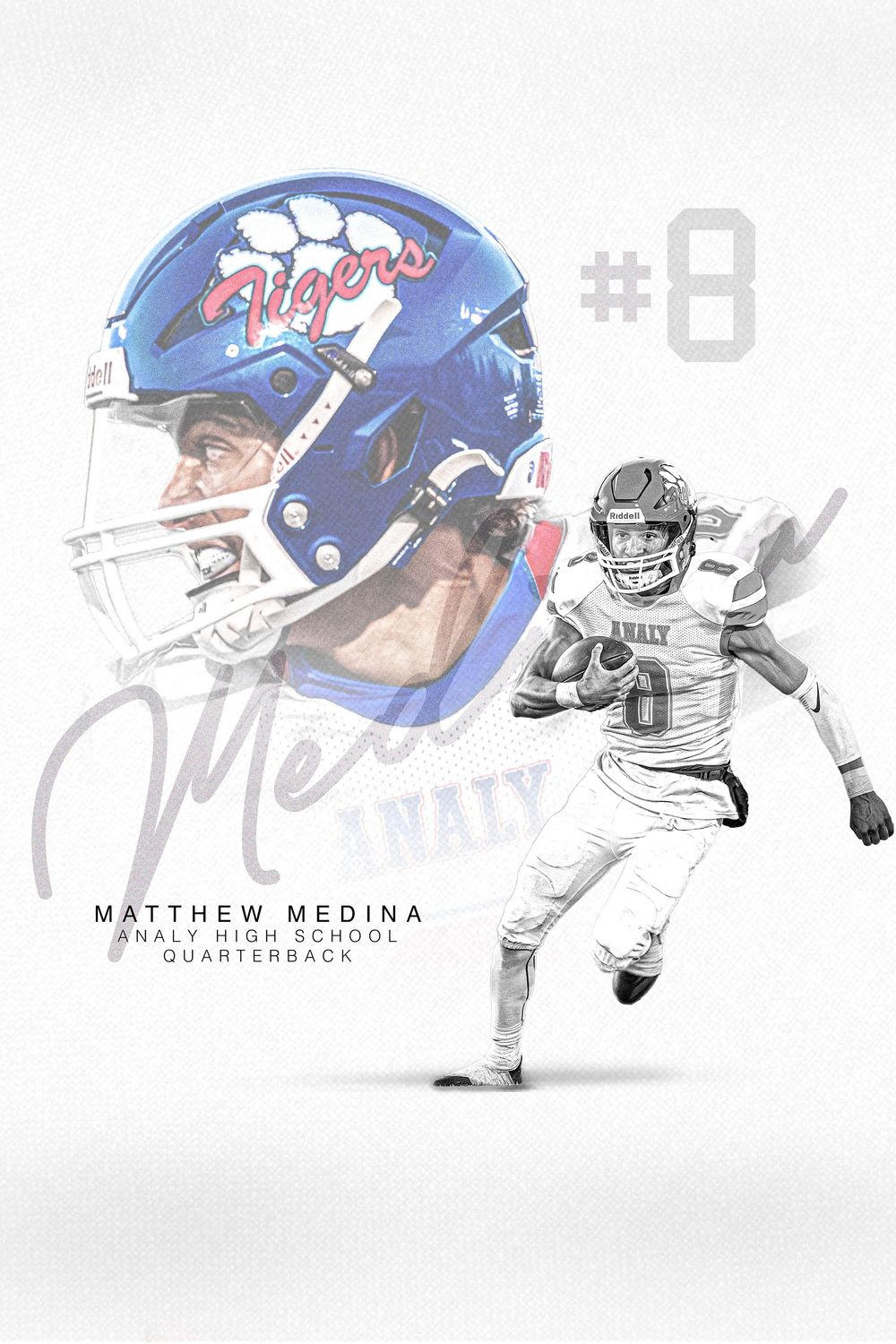 Artistic collage of football player sketches and helmet designs showing various action poses and equipment details.