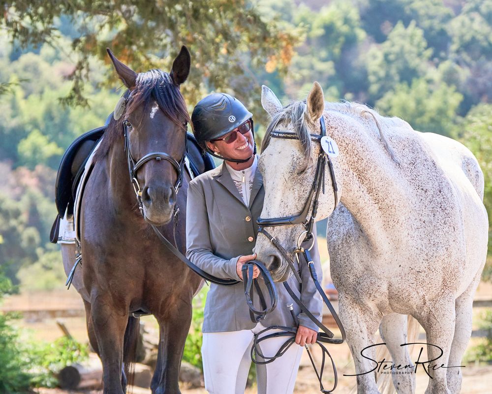 Equestrian portrait with two horses at Webb Ranch, Portola Valley, California.
