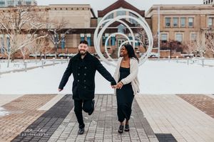 couple walking in snow