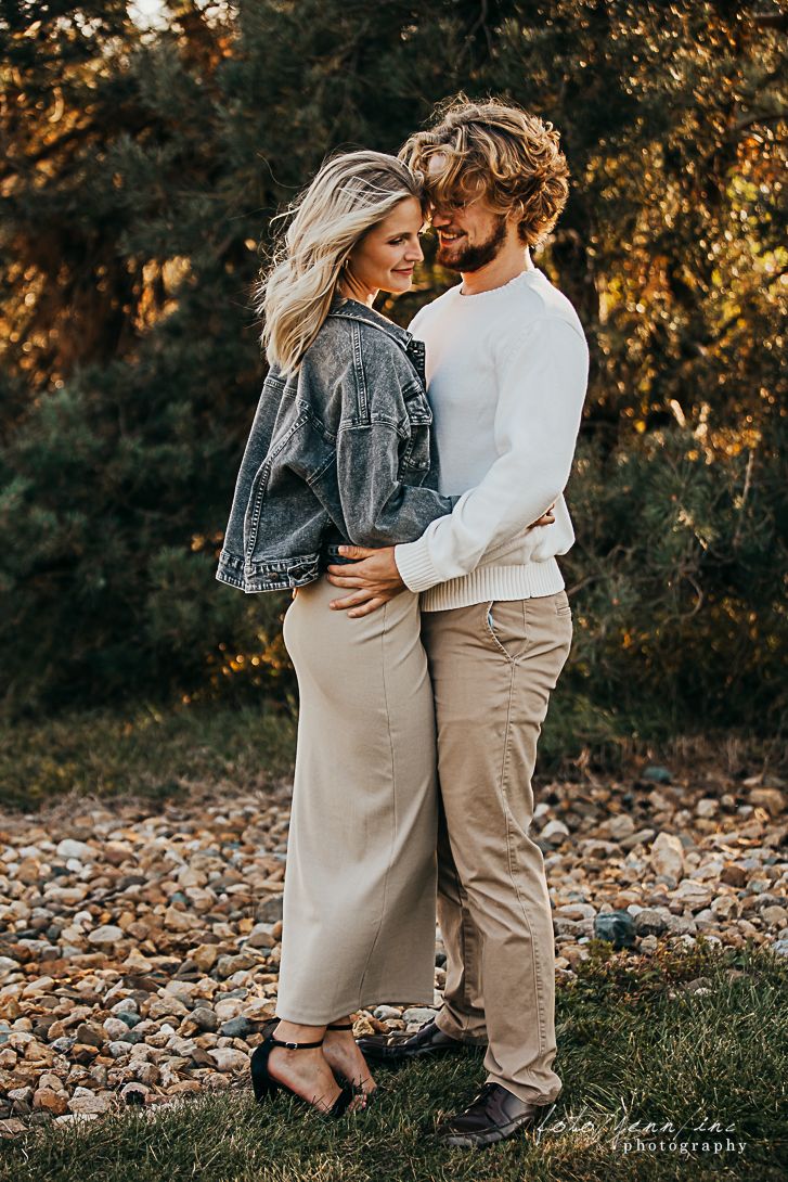 Couple standing in wind, Cedar Rapids, IA