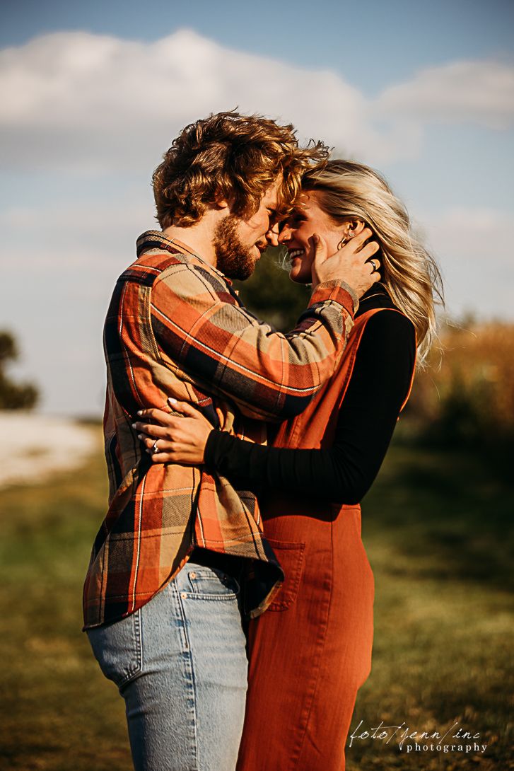 Couple standing in wind, Cedar Rapids, IA