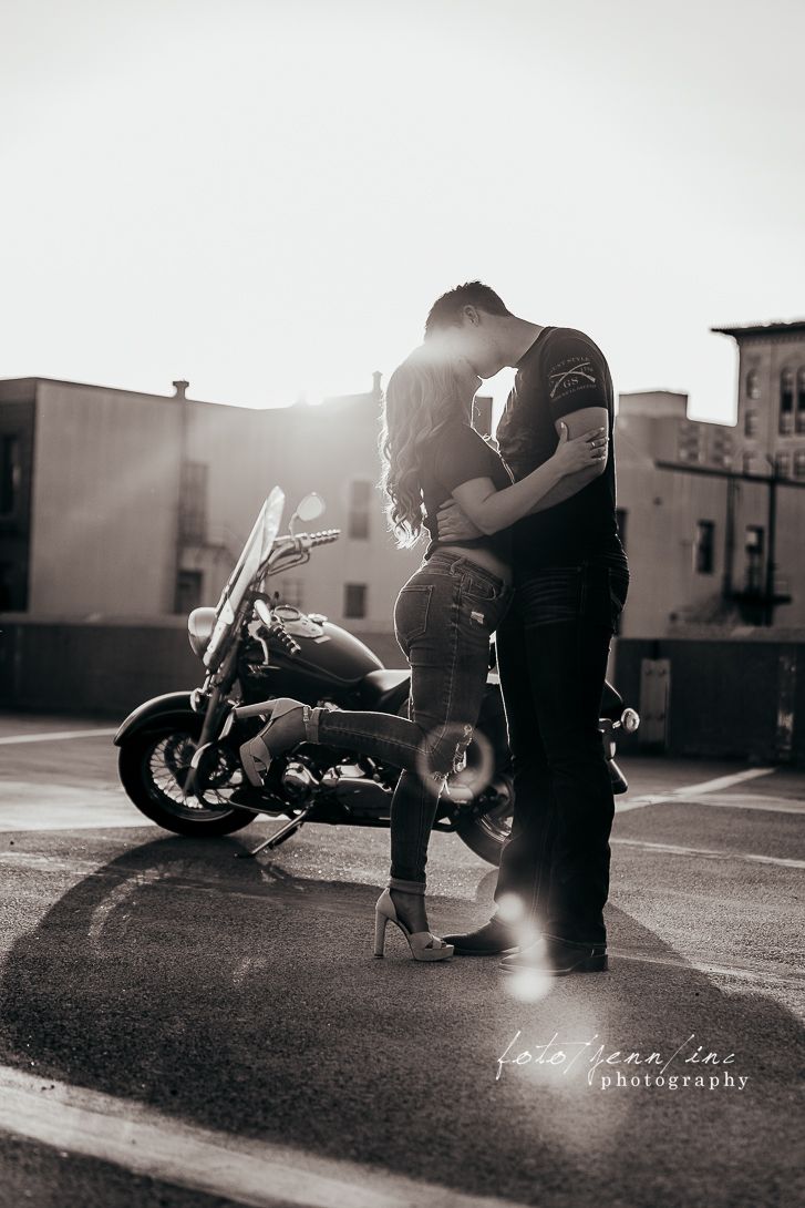 Couple with motorcycle, Cedar Rapids, IA