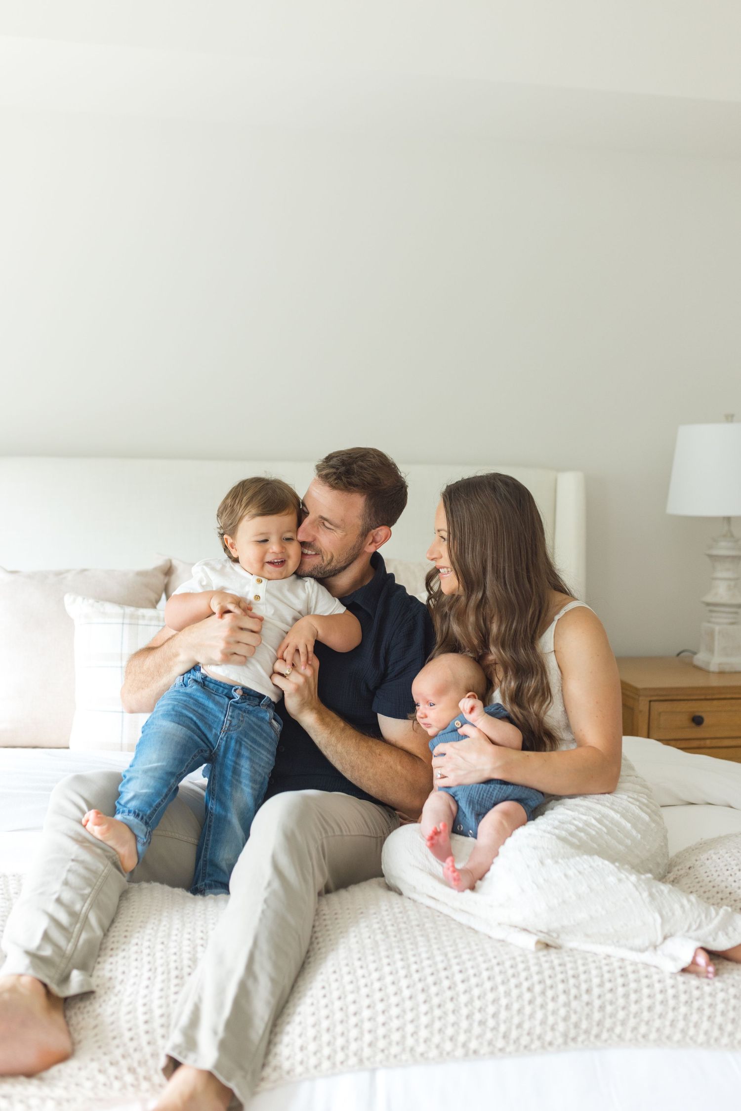 newborn in home session with couple and baby girl in burke Virginia