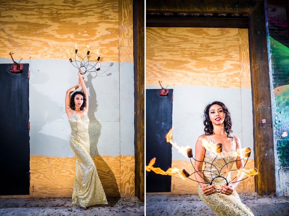 A series of artistic dance photos showing graceful movements against rustic wooden wall backgrounds in warm lighting.