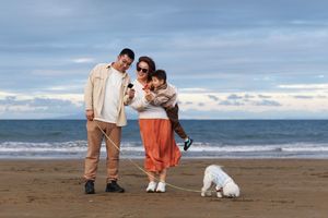 Family having good time at the beach