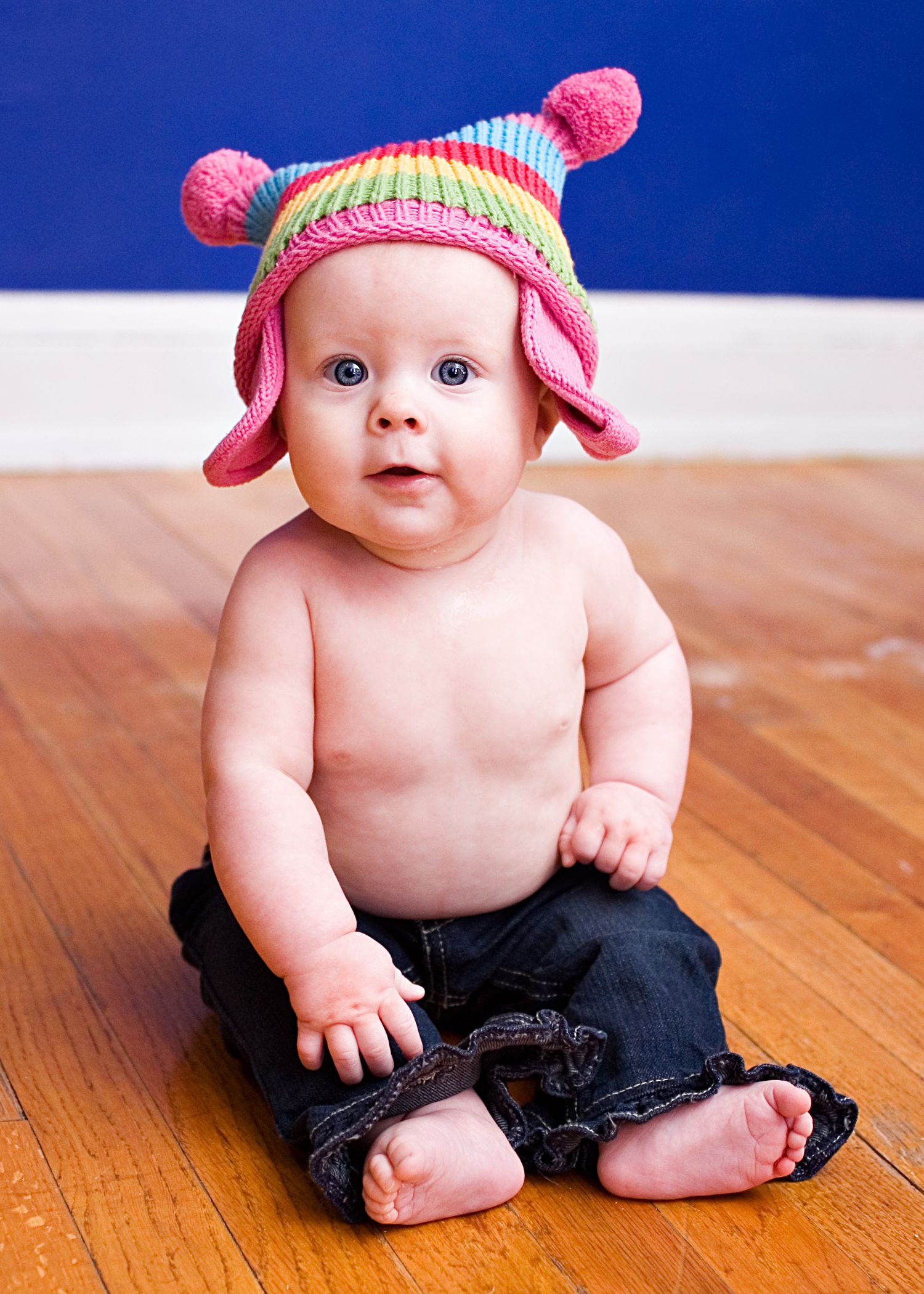 toddler wearing crochet cap