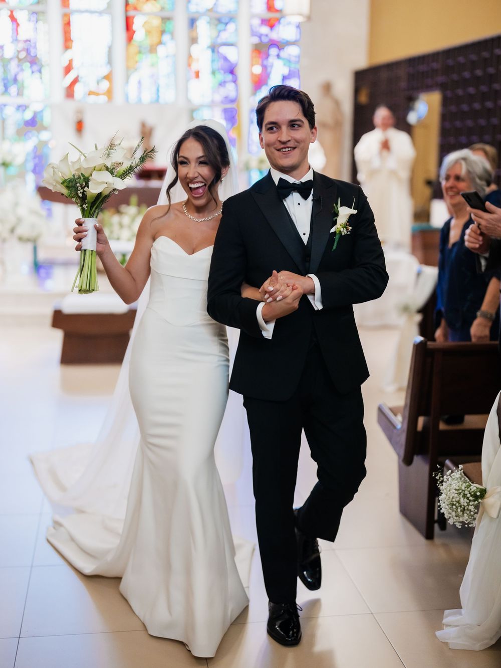 First dance under string lights at a Florida wedding reception