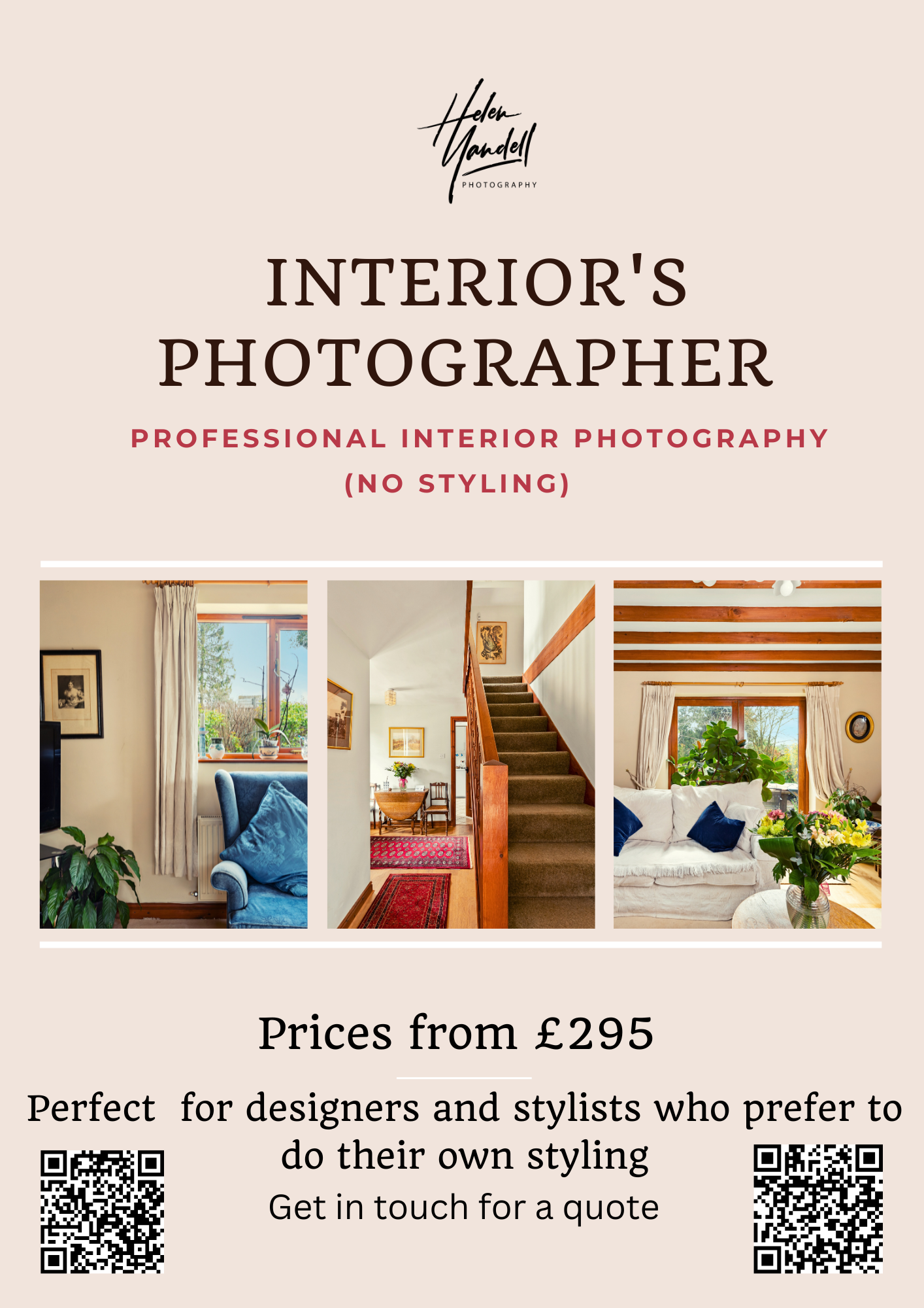 Prices from flyer for designers and interior stylists who prefer to do their own from £175