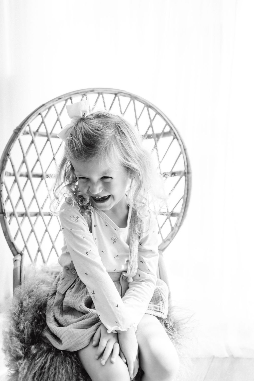 Kids personality portrait in black-and-white at the studio on the alley in Zionsville, Indiana