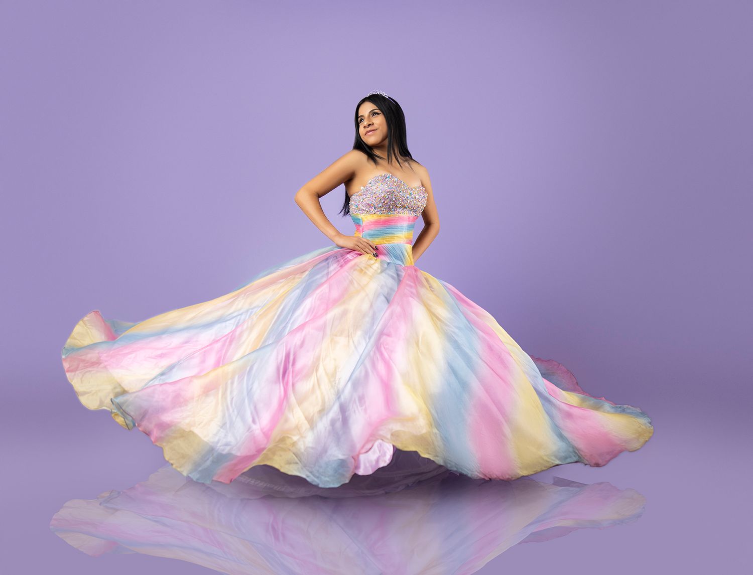 Quinceañera en Estudio en Miami vestido de princesa