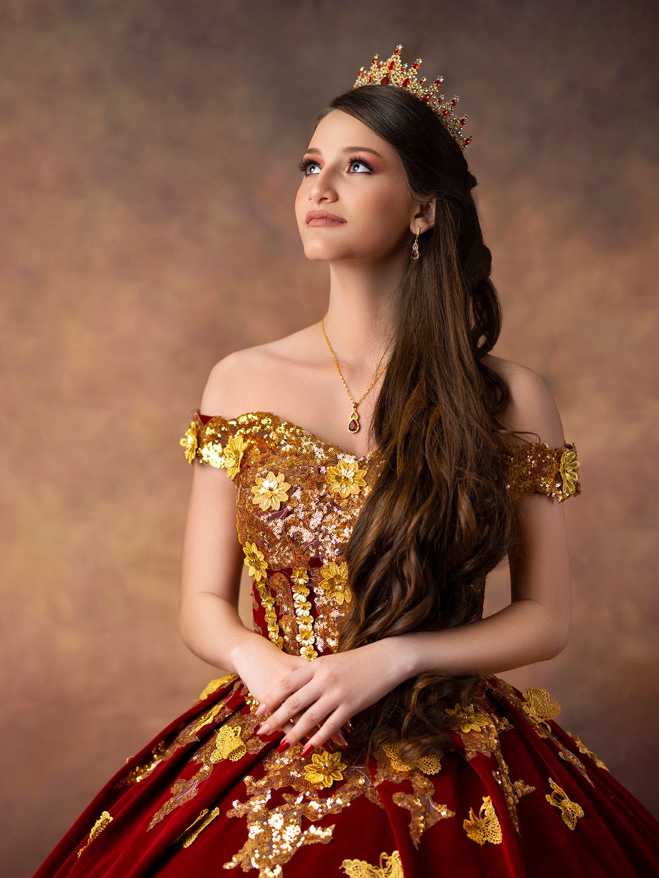 Quinceañera Photography in Studio with red dress