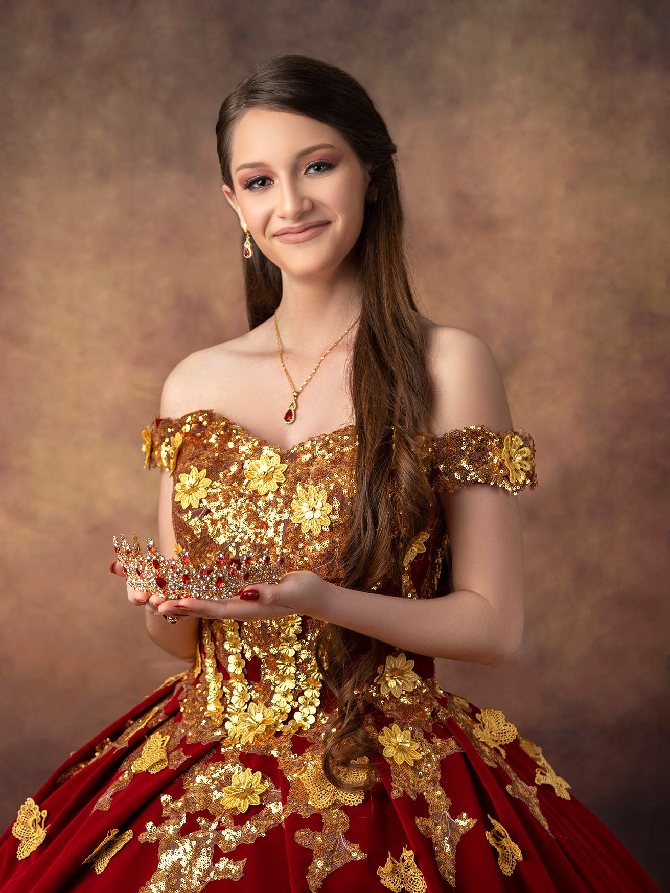 Quinceañera Photography in Studio with red dress