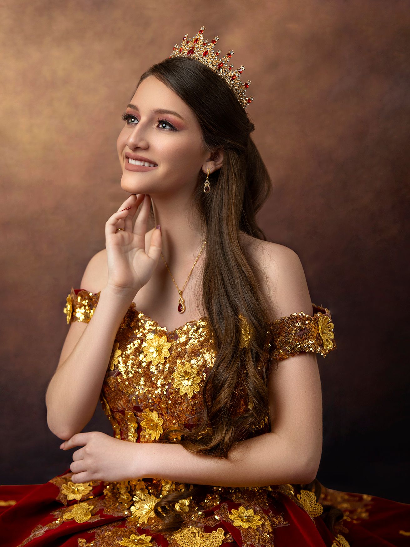 Quinceañera Photography in Studio with red dress
