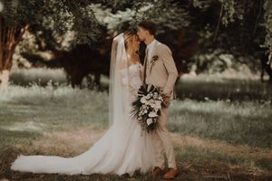 Couple sharing a natural moment together during their photoshoot