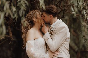 Couple sharing a natural moment together during their photoshoot