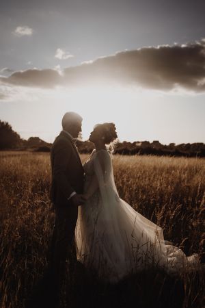 Couple sharing a natural moment together during their photoshoot