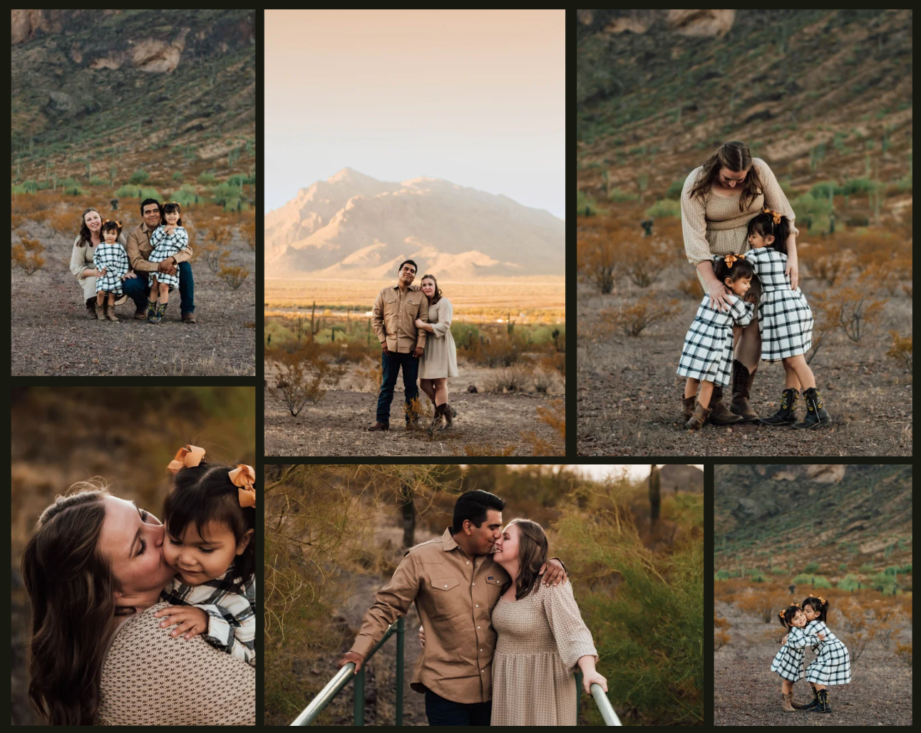 Family photoshoot at sunset golden hour at Picacho Peak