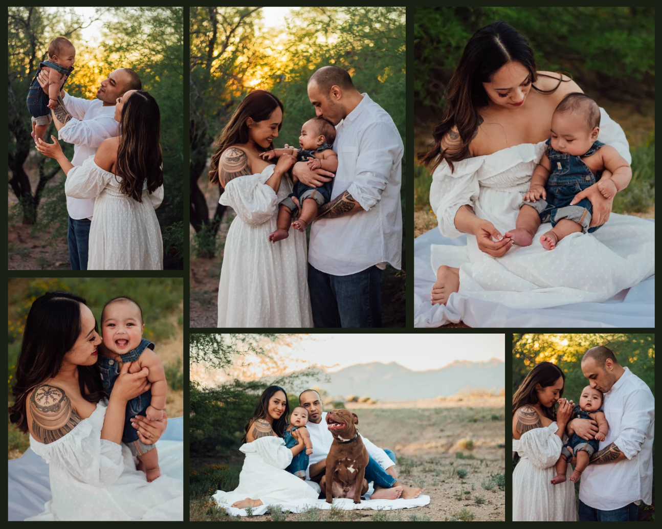 Family embracing and smiling together at family session in Tucson, Arizona