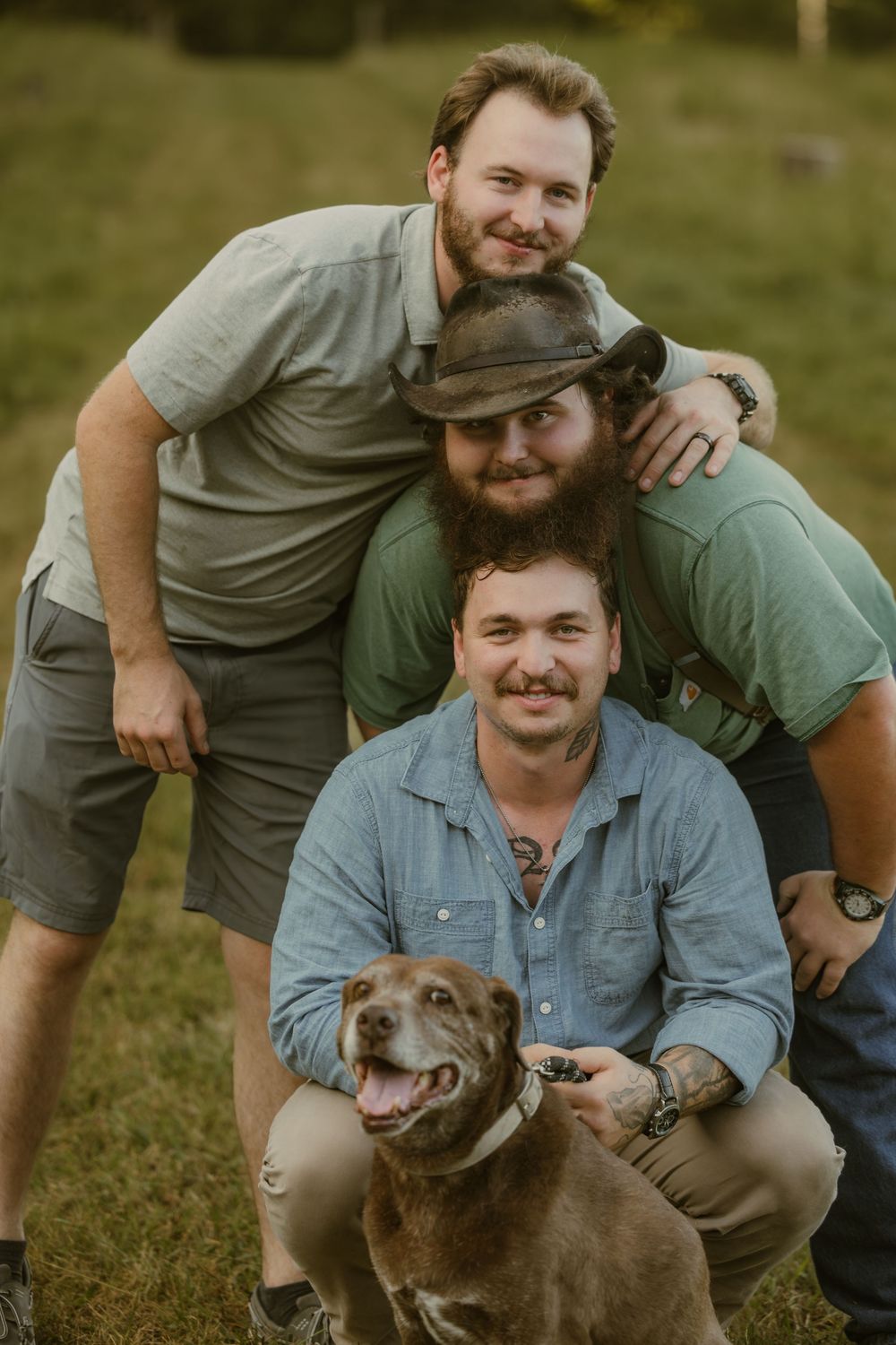 Family photos including a pet