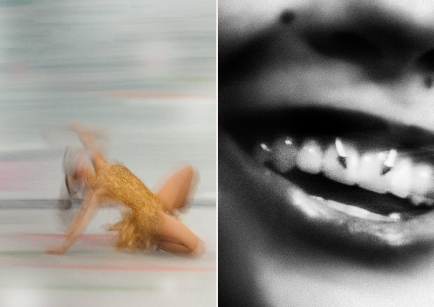 Abstract blurred motion sequence showing movement in black and white.