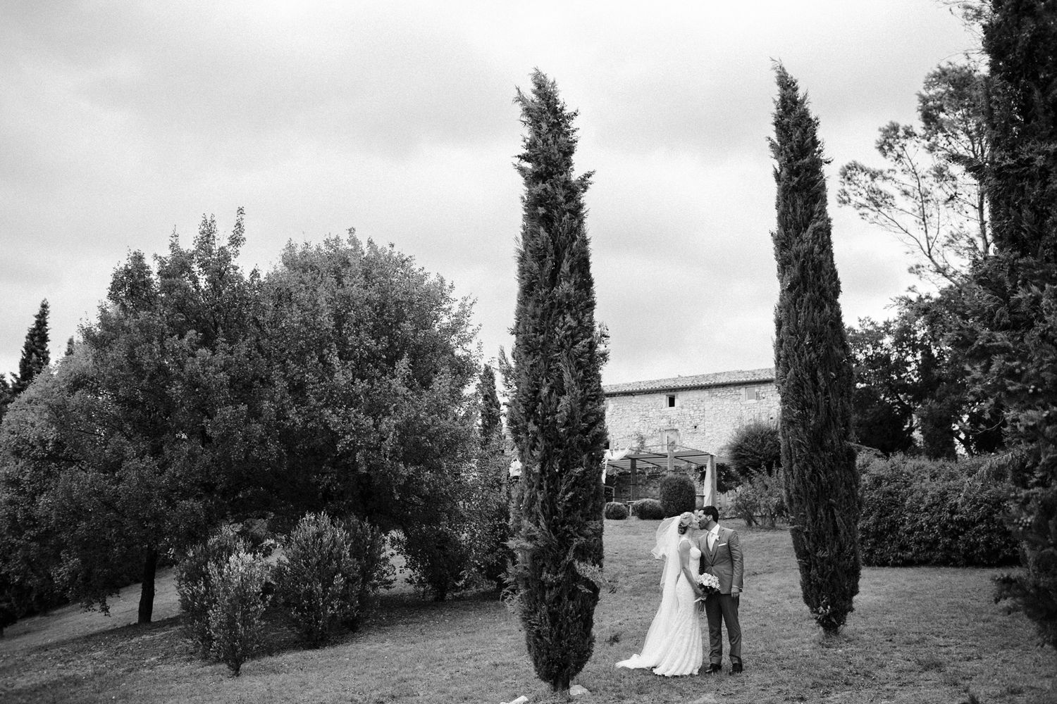 Destination wedding couple portrait at Comptoir Saint-Hilaire in Provence