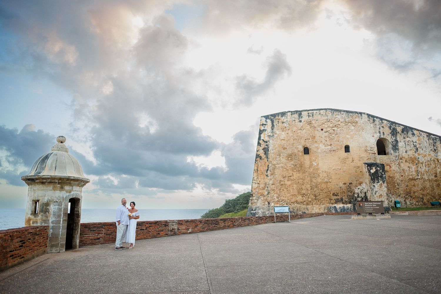 Wedding portrait. Castillo San Cristóbal in Old San Juan, Puerto Rico.