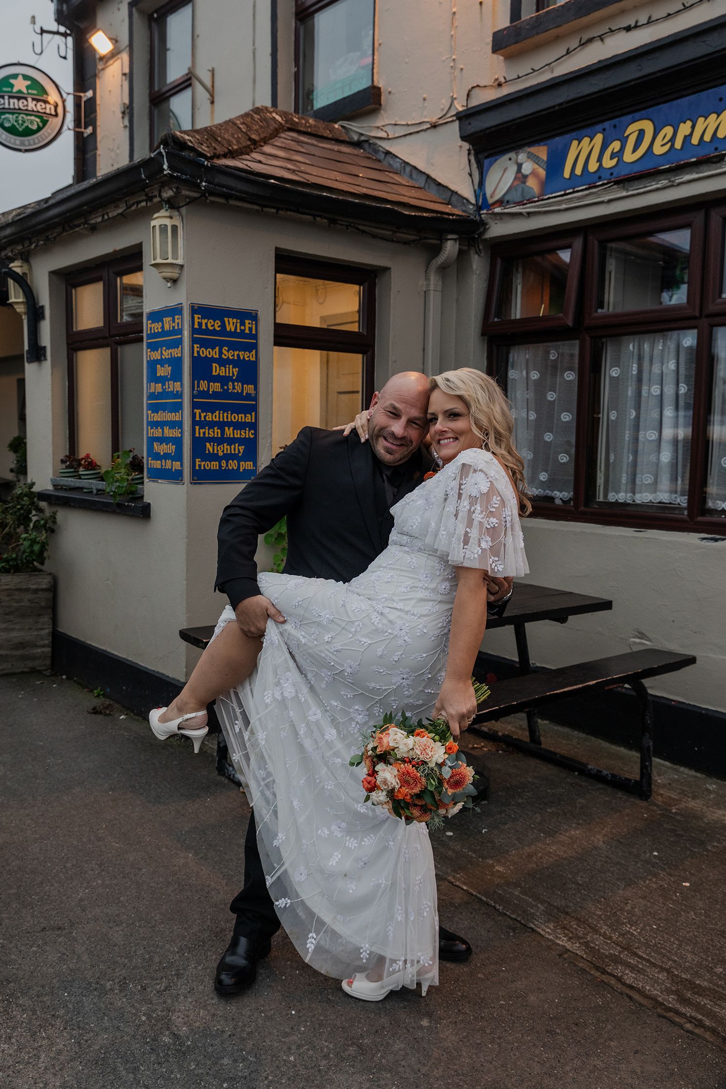 Ireland elopement ending with pints in cozy Irish pub.