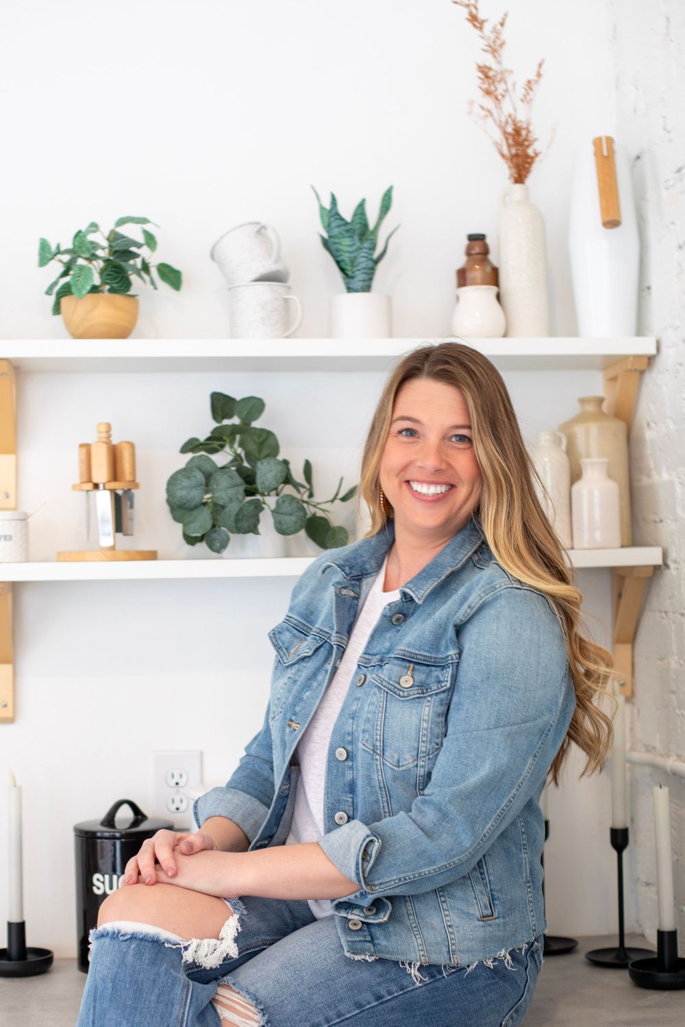 Cincinnati studio headshot at Locust and Vine with denim styling, professional branding portraits, and modern photography.