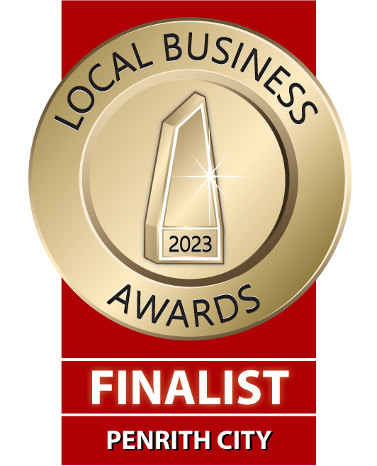 Gold medallion design for Penrith City Local Business Awards Finalist 2023.