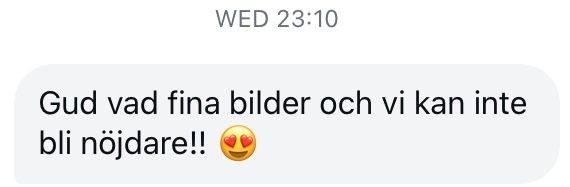 Screenshot of a mobile messaging interface showing Swedish text and timestamp WED 23:10 at the top.