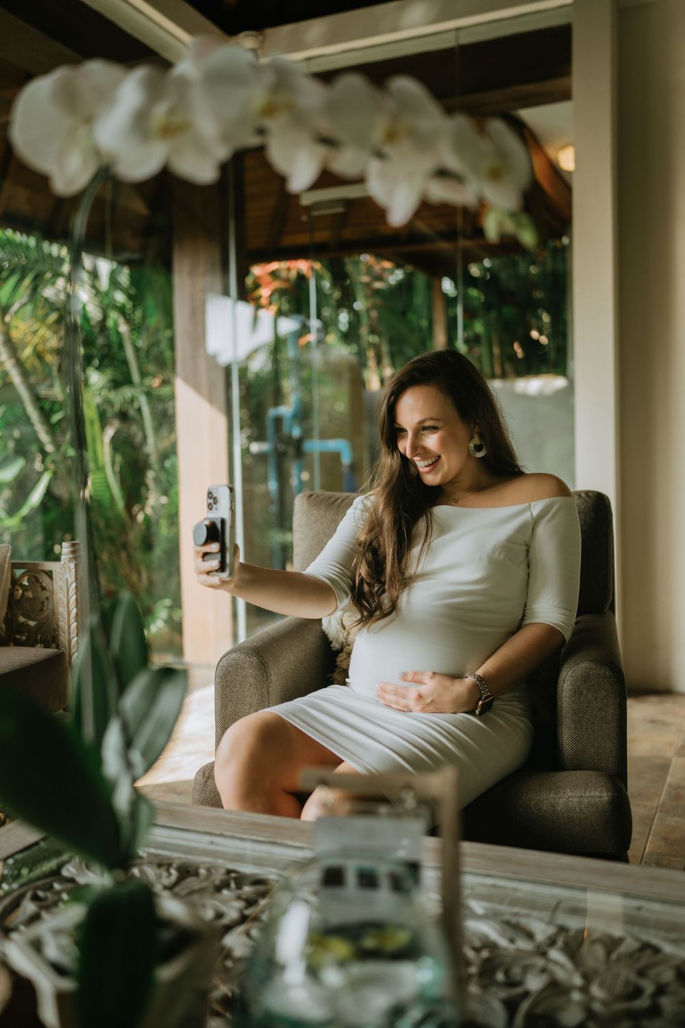 Artistic maternity photography services in Bali with soft natural light