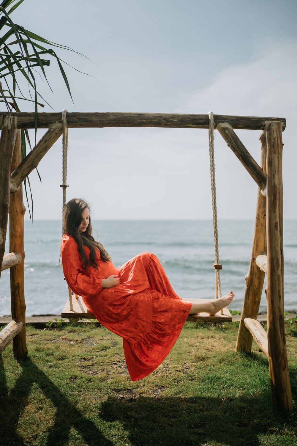Artistic maternity portrait in Bali with soft natural light