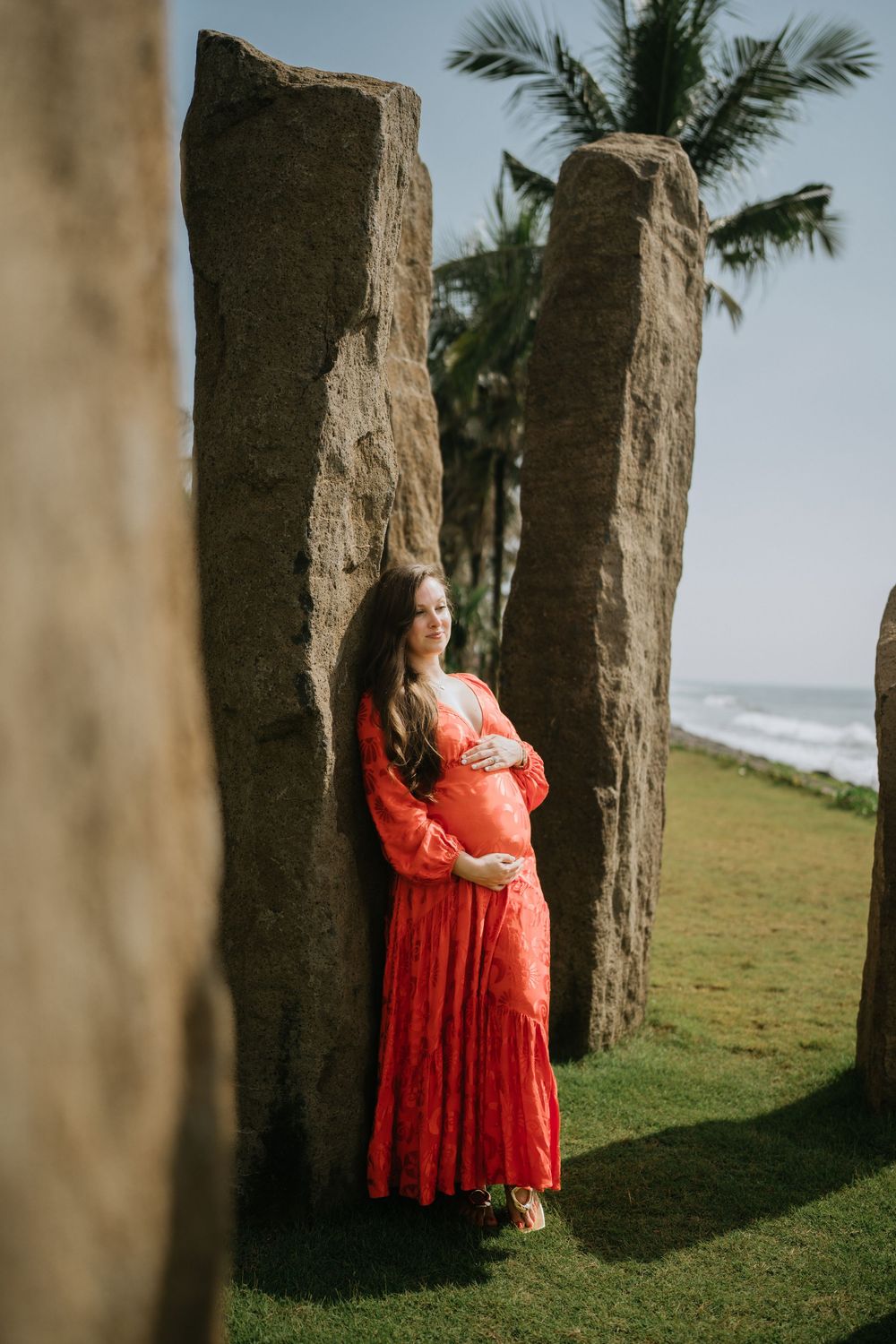 Maternity photography service in Bali with serene outdoor setting