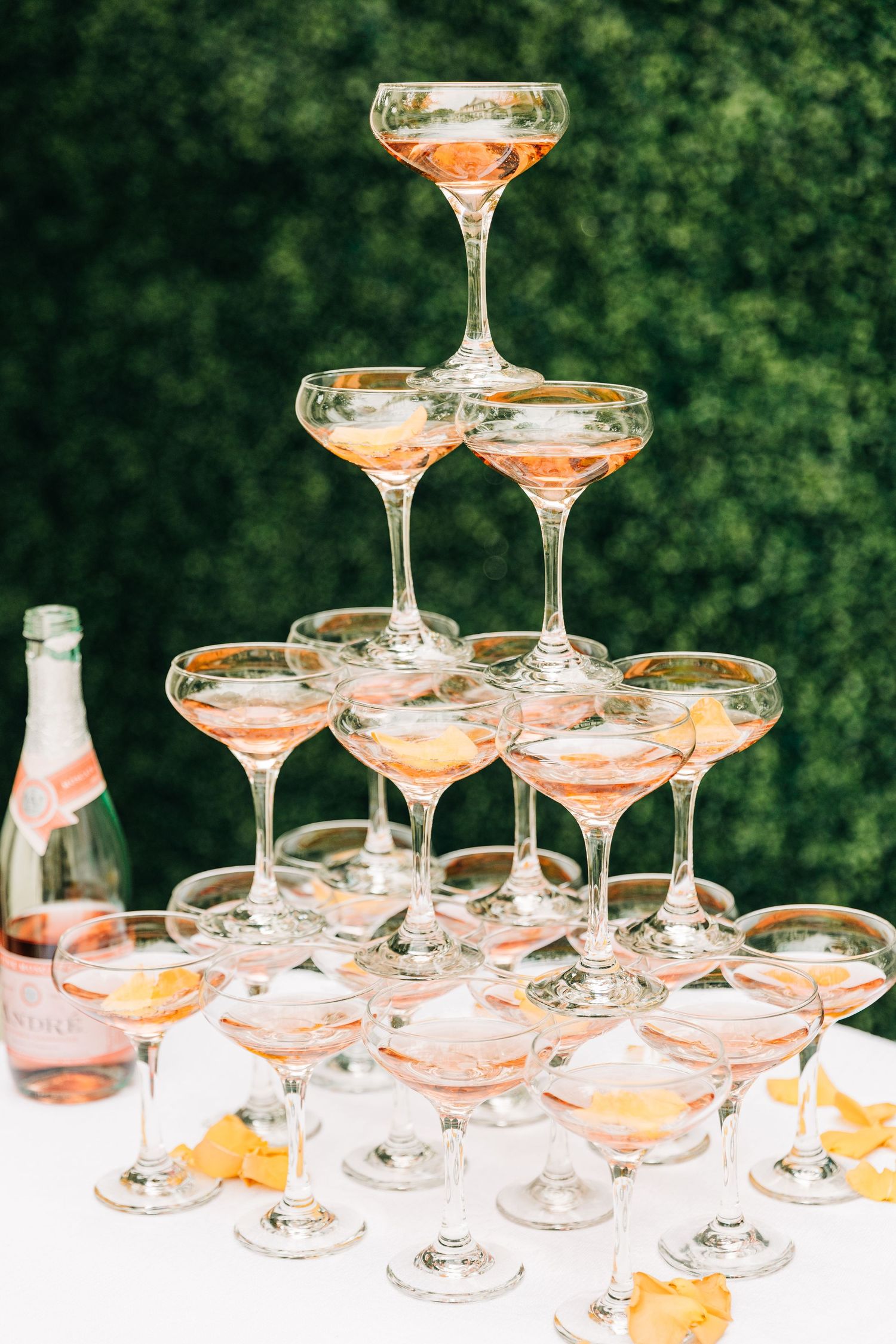 The Stanley House Wedding Champagne Tower with florals