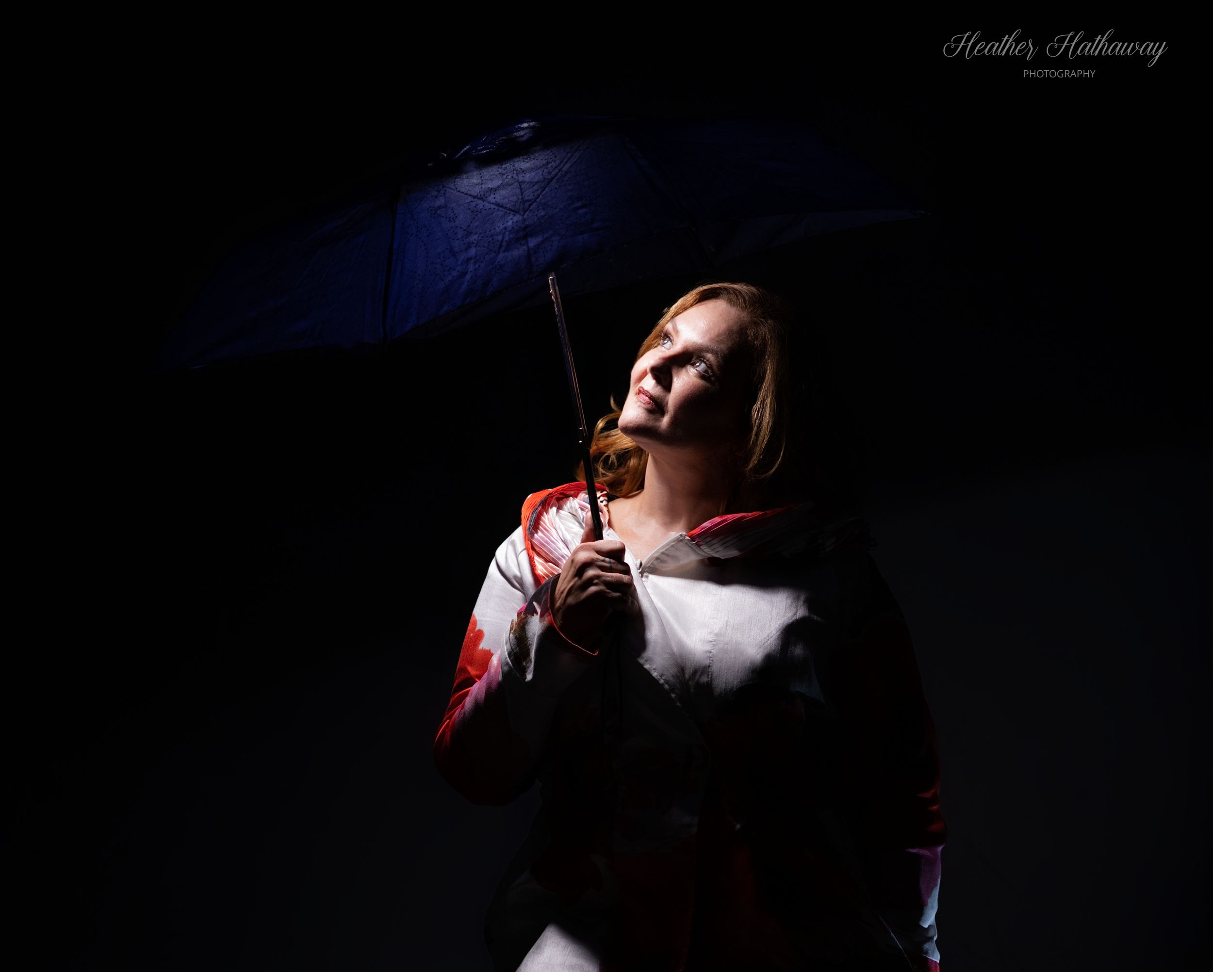 A series of dramatic black and white portraits showing a person in shadow with moody lighting effects.