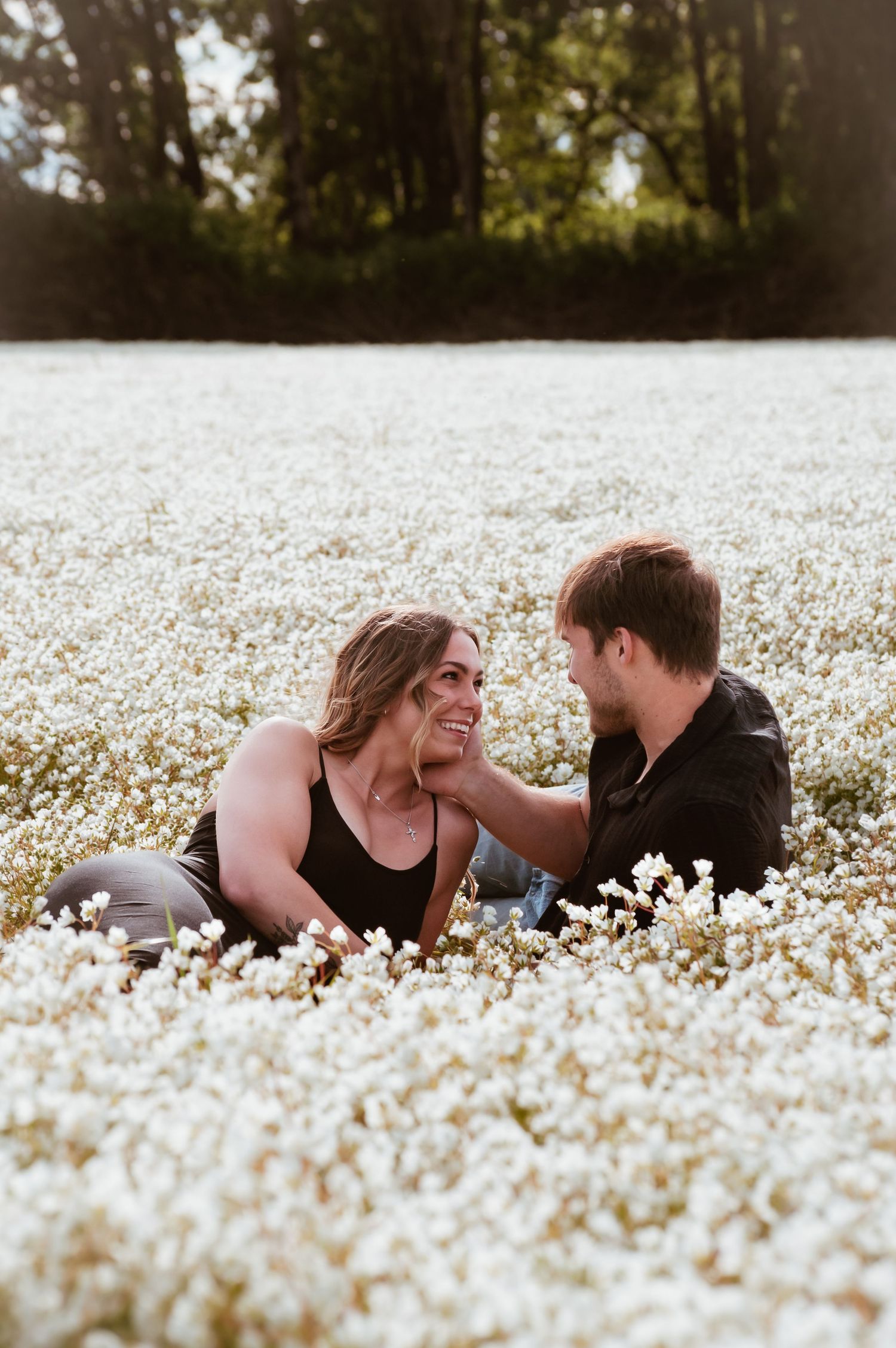 Cozied up in a meadowfoam field, which primarily are only grown in Oregons Willamette Valley!