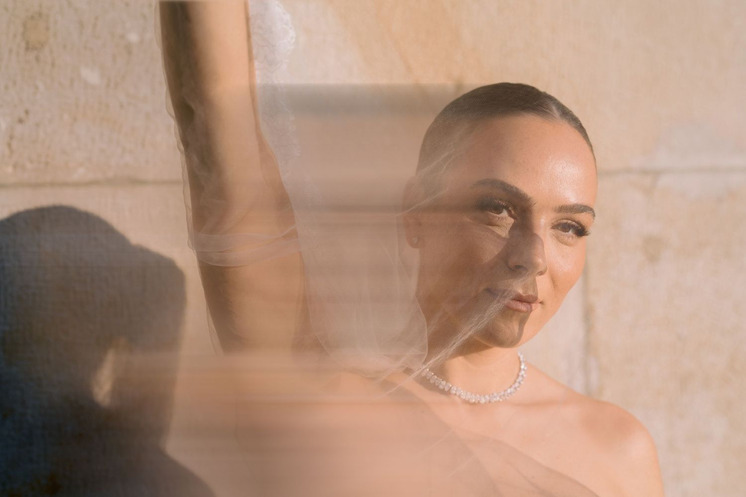 Ethereal portraits showcase double exposure effects with warm tones and soft, dreamy lighting in multiple frames.