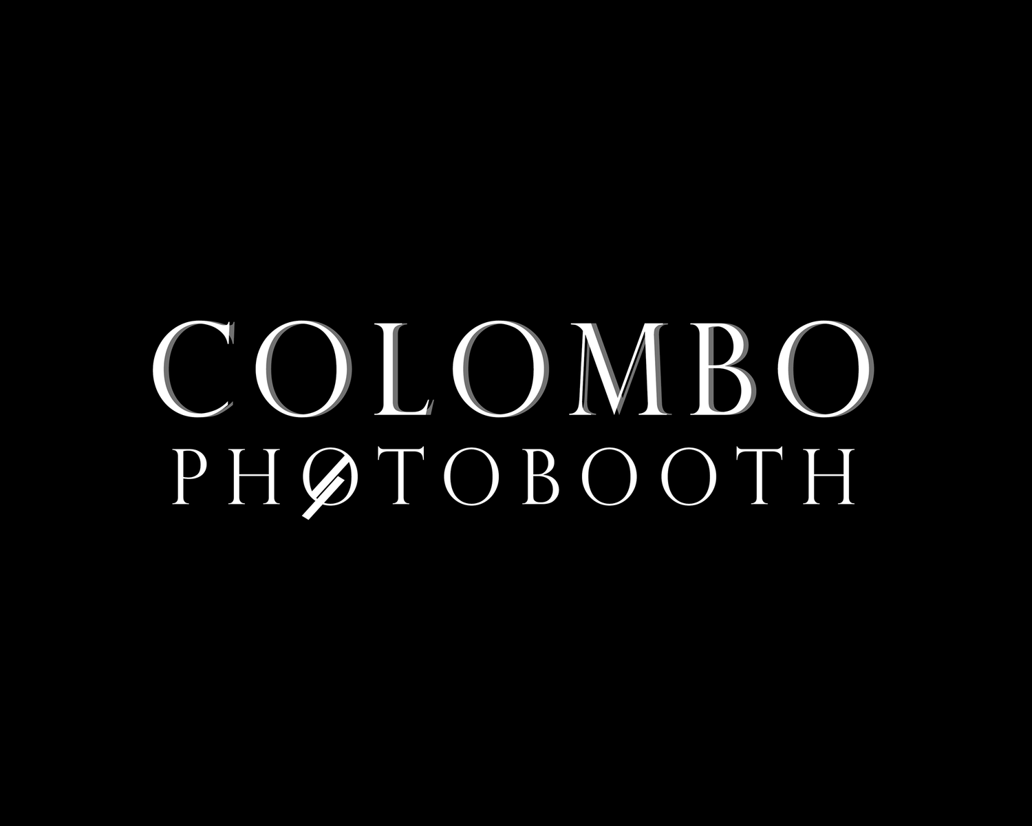 Black and white text logo design spelling out COLOMBO.