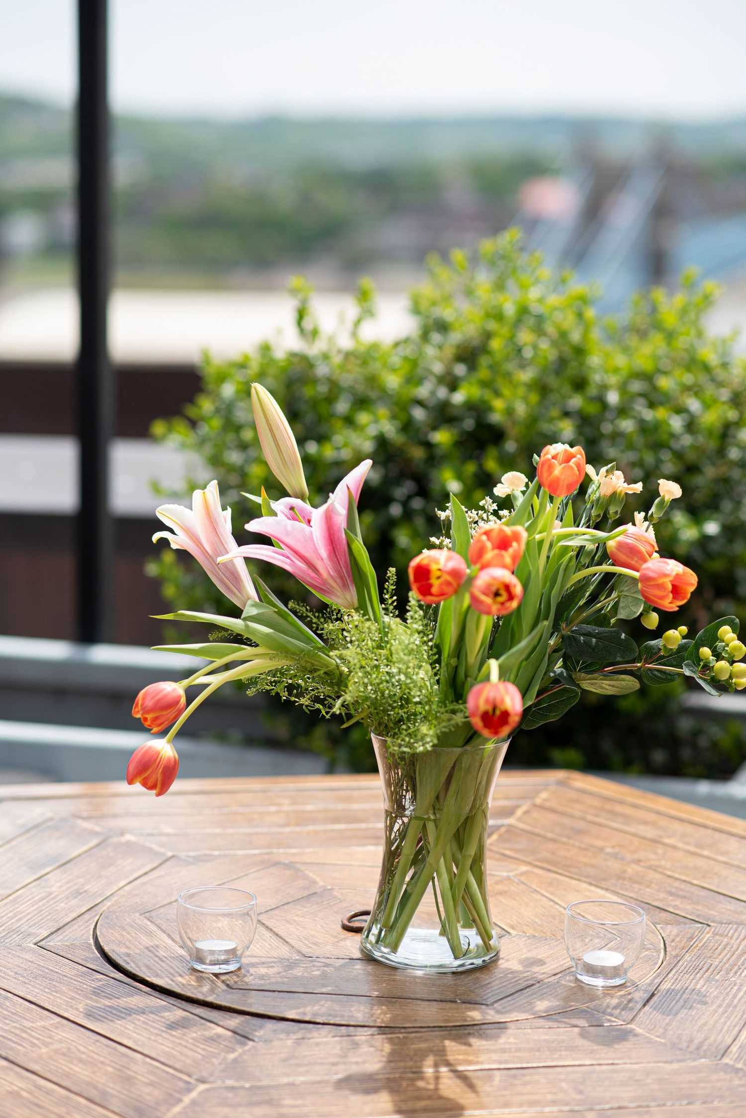 Flowers on a rooftop in Cincinnati, OH