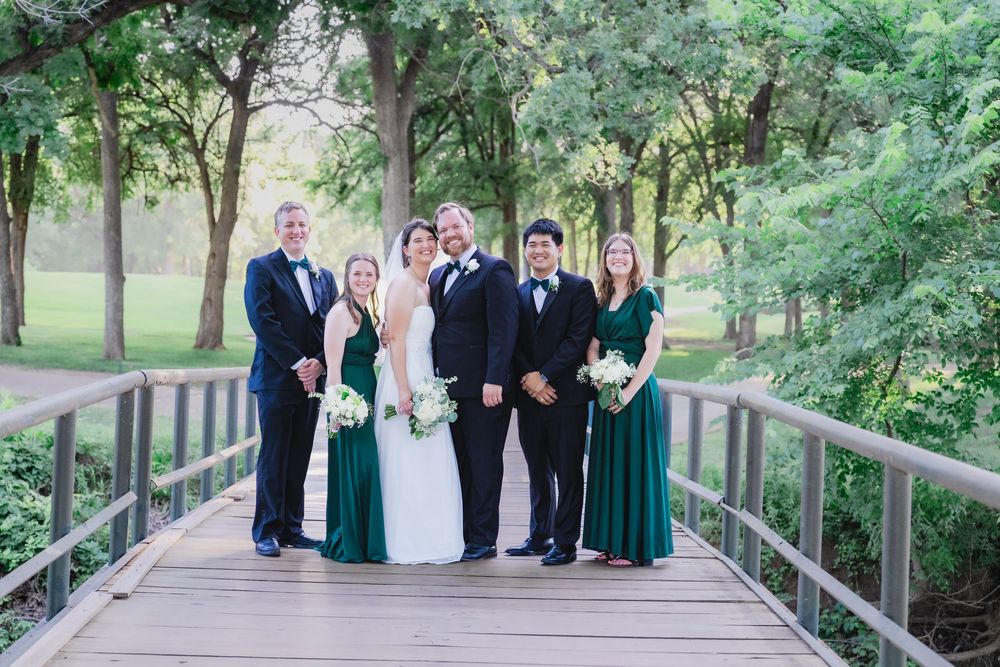 Wedding big day sky creek ranch Keller TX just married golf course summer wedding party photographer DFW country club bride groom kissing