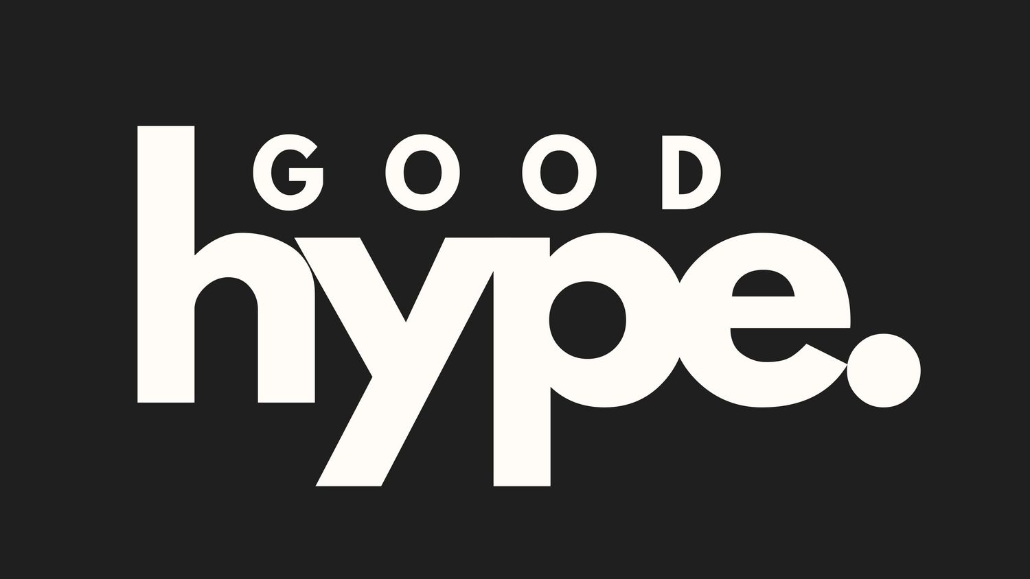 A black and white portrait shows a family of four wearing matching dark t-shirts with "hype" text on them.