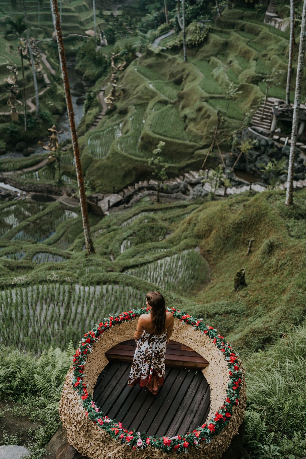 Bali couple photoshoot with ricefield and waterfall background